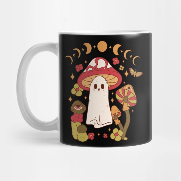 Cute Cottagecore Mushroom Ghost Moon Phases by Hypnotic Highs